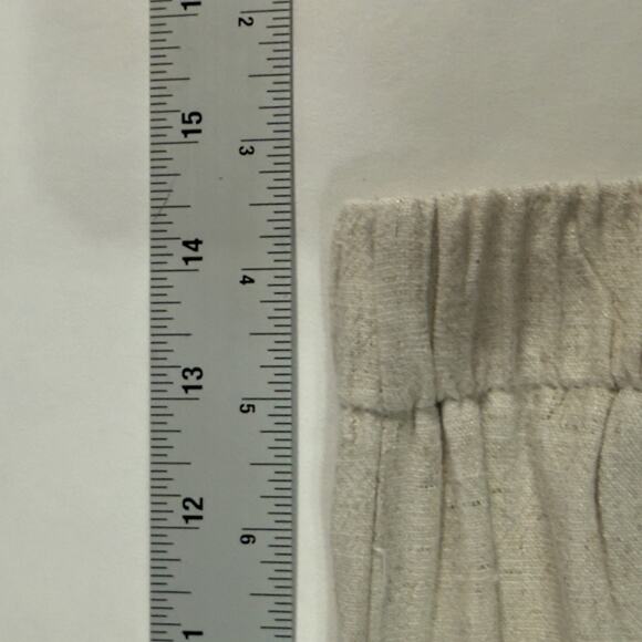 Umgee L Ruffle Hem Cropped Pants Linen Cotton Blend Pull On Wide Leg - Picture 8 of 10